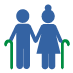 niebiesko-zielony znak graficzny przypominający dwoje seniorów. 