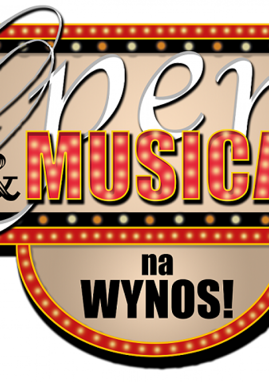 Grafika wektorowa. Plakat promujący koncert „Opera & Musical na wynos”.