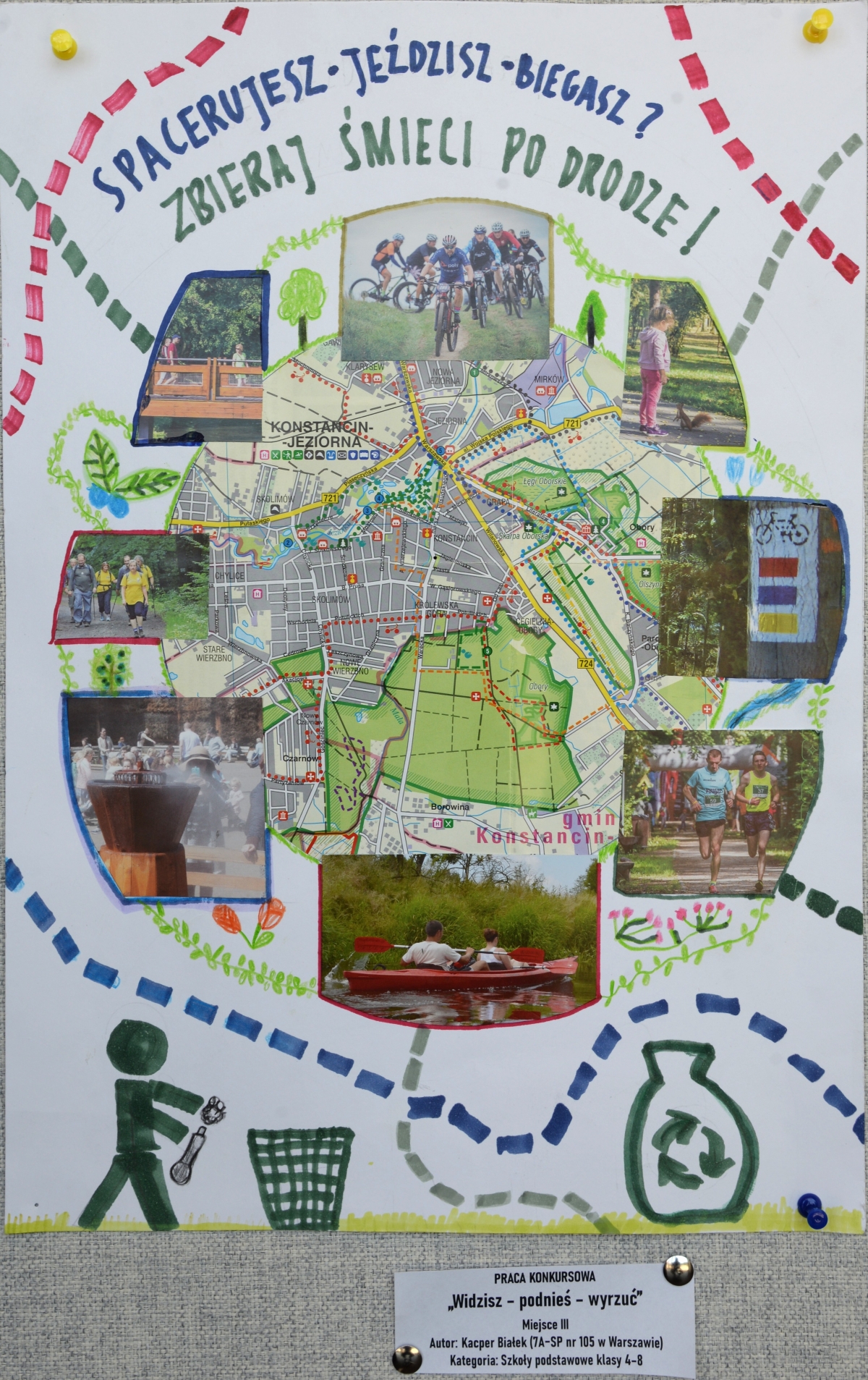 Plakat konkursowy "Widzisz, podnieś, wyrzuć"