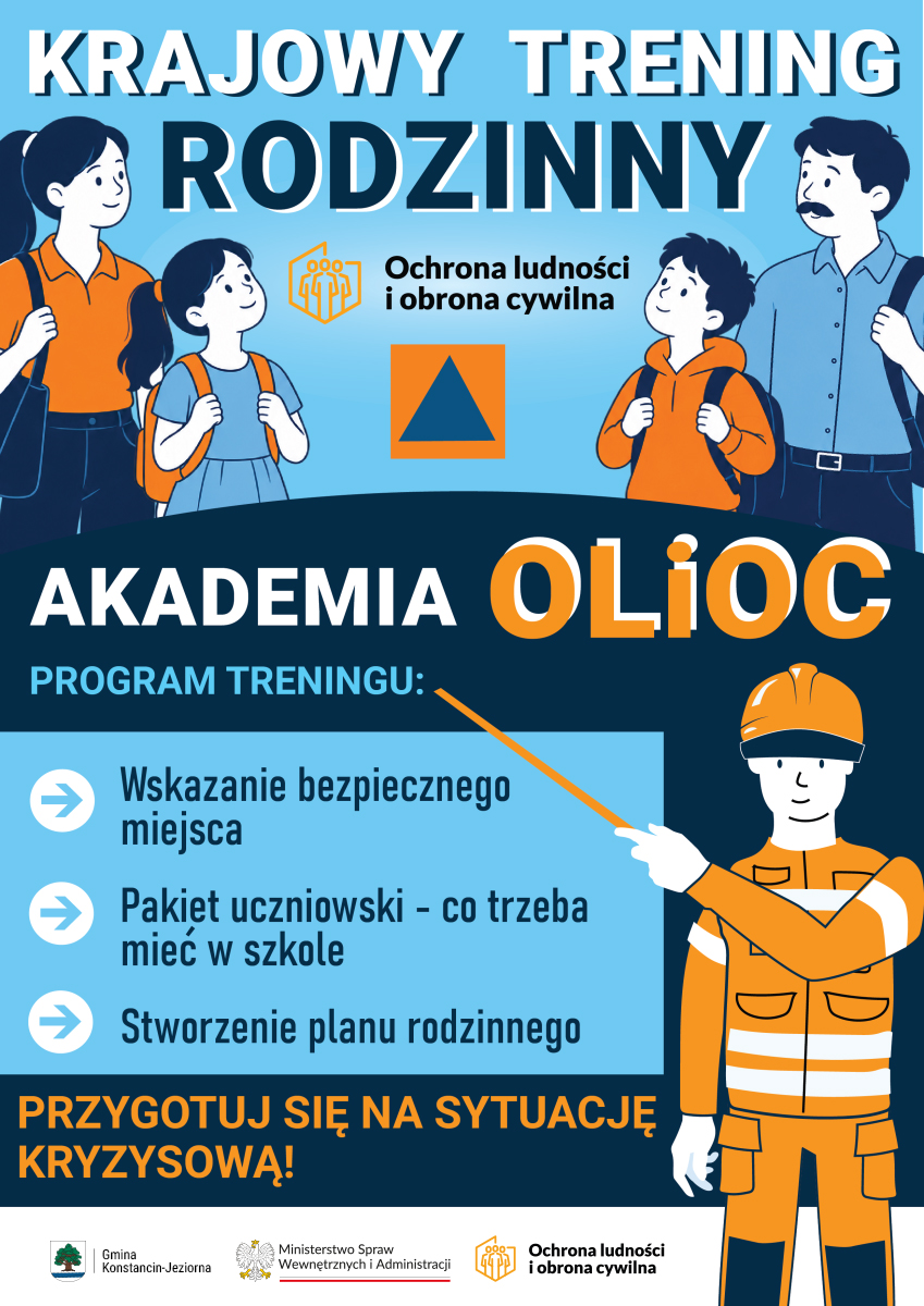 Plakat Krajowego Treningu Rodzinnego z programem przygotowania do sytuacji kryzysowych.
