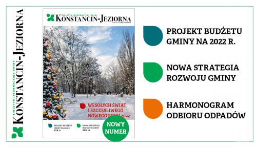 okładka wydania; Park Zdrojowy pokryty śniegiem, po lewej stronie stoi świątecznie ubrana choinka