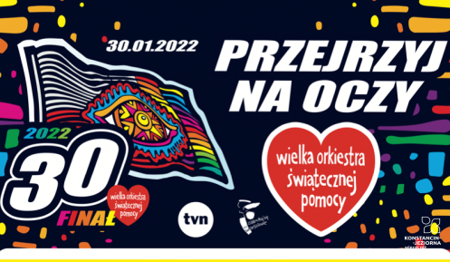 Grafika wektorowa. Plakat promujący 30. finał WOŚP. Treść zawarta na plakacie znajduje się w treści artykułu.