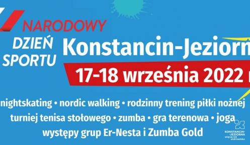 Grafika wektorowa promująca Narodowy Dzień Sportu w Konstancinie-Jeziornie