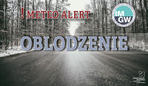 Plakat informujący a meteorologicznym alercie