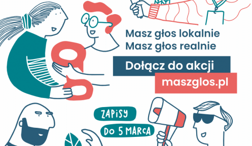 Grafika wektorowa. Plakat promujący akcję Masz Głos.