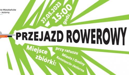 Grafika wektorowa. Plakat promujący przejazd rowerowy. Informacje z plakatu znajdują się w artykule.