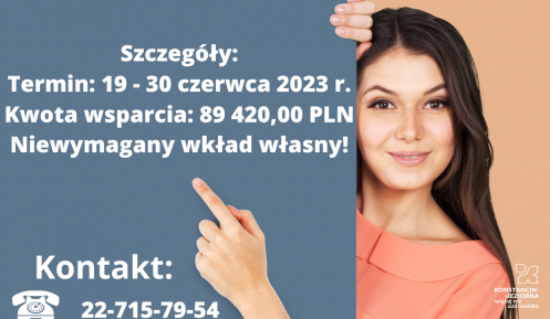 Grafika wektorowa. Plakat promujacy nabór wniosków o udzielenie wsparcia finansowego przez LGD