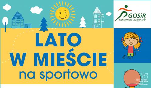 Grafika wektorowa. Plakat promujący sportowe „Lato w mieście 2023”.