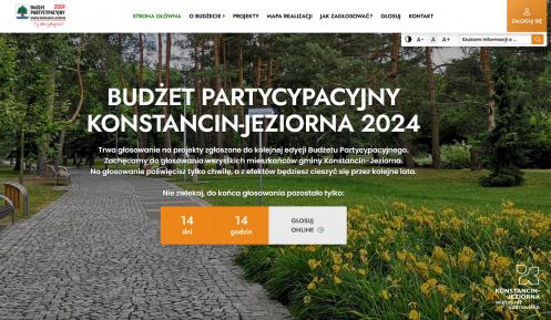 Strona startowa strony internetowej do głosowania na budżet partycypacyjny