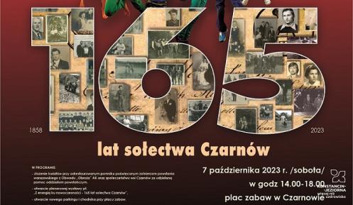 Grafika wektorowa. Plakat promujący obchody 165. rocznicy powstania sołectwa Czarnów.
