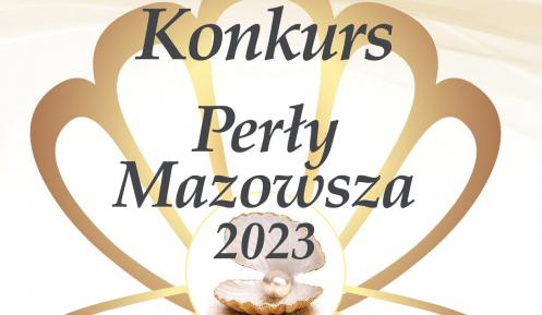 Grafika wektorowa: otwarta muszla z tekstem – konkurs Perły Mazowsza 2023 