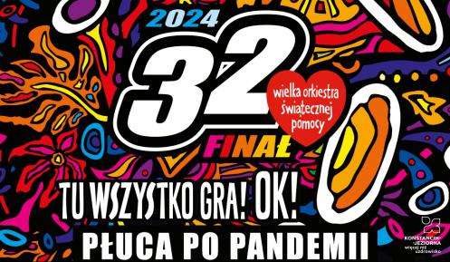 Grafika wektorowa. Kolorowe rysunki z motywem roślinnym oraz tekst: Tu wysztko gra OK! Płuca po pandemii. Gramy dla dzieci i dorosłych .