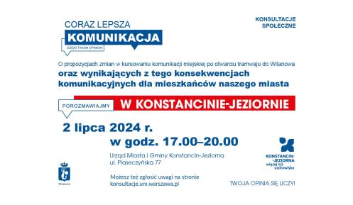 Plakat informujący o konsultacjach społecznych, treść z plakatu znajduje się w artykule.