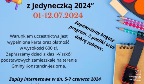 Grafika informująca o półkoloniach w SP nr 1