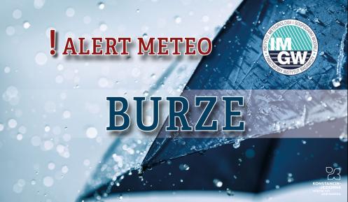 Grafika wektorowa - na niebieskim tle napis ostrzeżenie hydrologiczne i alert meteo