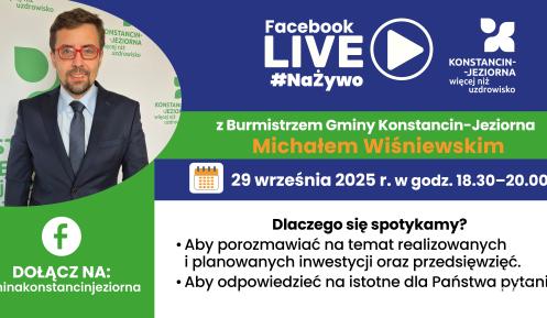 Grafika promująca spotkanie online.
