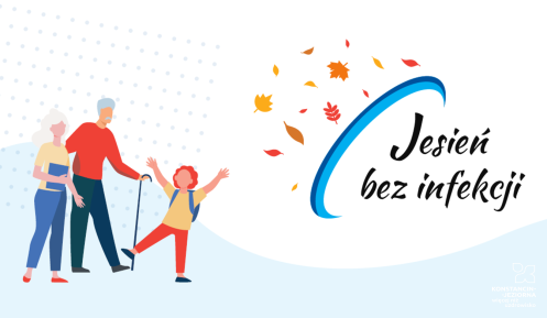 plakat z kolorowymi narysowanymi ludźmi jesień bez infekcji