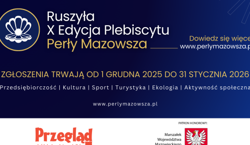 plakat promujący X edycję plebiscytu Perły Mazowsza