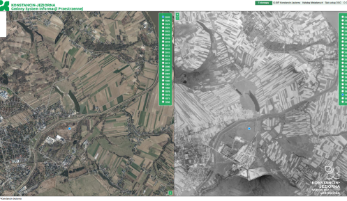 Porównanie dwóch map lotniczych gminy Konstancin-Jeziorna