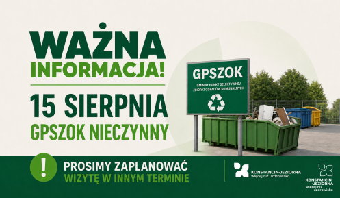 Grafika informująca o zamkniętym GPSZOK-u