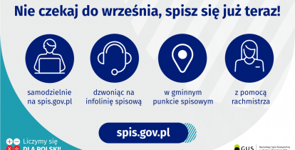 Grafika. Na górze duży napis: Nie czekaj do września, spisz się już teraz! Pod nim są cztery małe koła ze znakami dodawania, odejmowania, mnożenia i dzielenia, obok nich napis: Liczymy się dla Polski! 