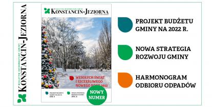 okładka wydania; Park Zdrojowy pokryty śniegiem, po lewej stronie stoi świątecznie ubrana choinka