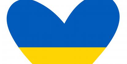 Grafika wektorowa. Serce w kolorach flagi Ukrainy (niebiesko-żółte).