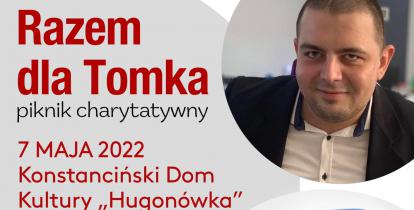 Plakat promujący piknik charytatywny dla Tomka, treść zamieszczona na plakacie znajduje się w artykule.