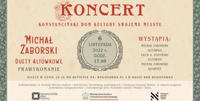 Plakat promujący koncert z okazji 125-lecia Konstancina, treść z plakatu jest w artykule.