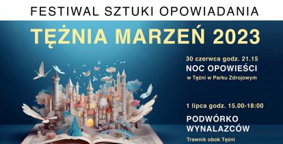 Grafika wektorowa. Plakat promujący Festiwal Sztuki Opowiadania Tężnia Marzeń.