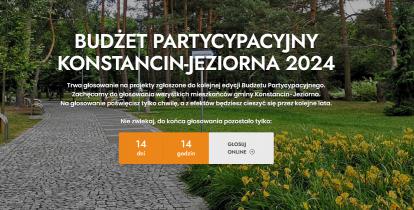 Strona startowa strony internetowej do głosowania na budżet partycypacyjny