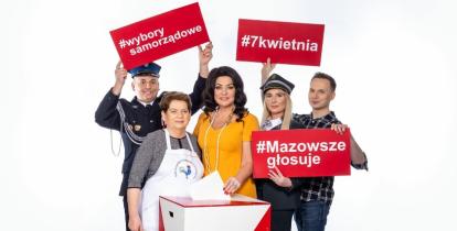 Grafika zachęcająca do udziału w wybrach. 