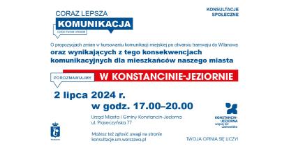 Plakat informujący o konsultacjach społecznych, treść z plakatu znajduje się w artykule.