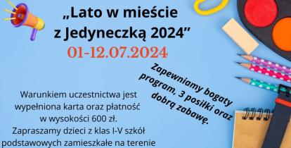 Grafika informująca o półkoloniach w SP nr 1