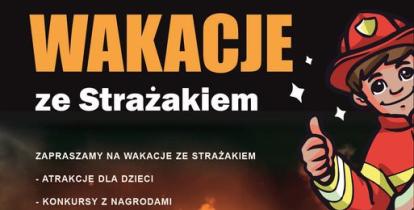 Plakat piknik ze strażakiem