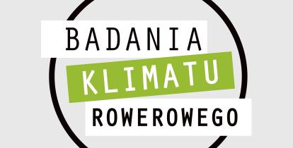 Grafika wektorowa. W okręg wpisany tekst: Badania Klimatu Rowerowego