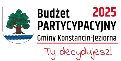 Białe tło z herbem gminy Konstancin-Jeziorna oraz napisem Budżet Partycypacyjny 2024 Gminy Konstancin-Jeziorna – Ty decydujesz.