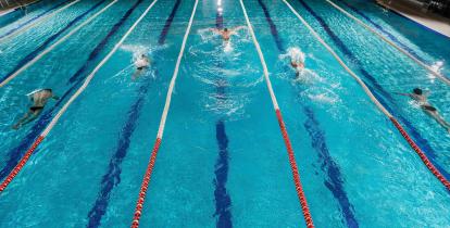 Sportowcy pływają w basenie