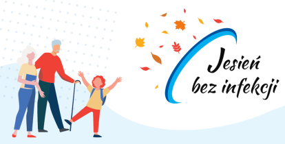 plakat z kolorowymi narysowanymi ludźmi jesień bez infekcji