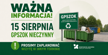 Grafika informująca o zamkniętym GPSZOK-u