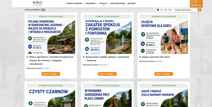 Screen strony internetowej z budżetem obywatelskim