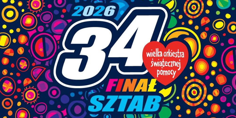 Grafika wektorowa. Kolorowe rysunki z motywem roślinnym oraz tekst: „34 finał WOŚP"