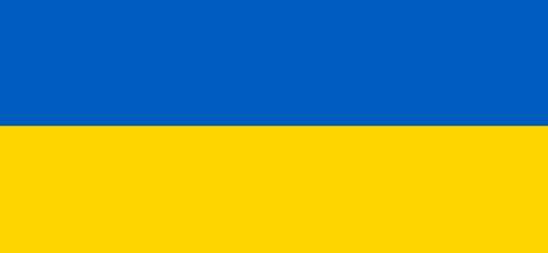 Flaga Ukrainy (dwa poziome pasy płótna: niebieski i żółty).