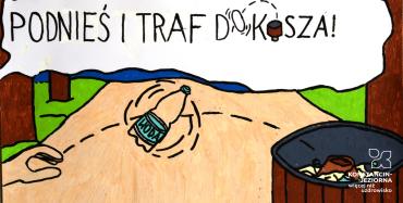 Plakat konkursowy "Widzisz, podnieś, wyrzuć"