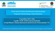 Grafika. Niebieskie tło na nim białe napisy informujące o dniu otwartym programu „ Czyste Powietrze”. Szczegółowe informacje powielone są w artykule. 