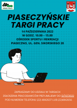 Grafika wektorowa. Plakat informujący o targach pracy. Treść na nim zawarta znajduje się w artykule.