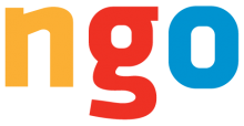 Grafika: kolorowy napis NGO. N jest kolory pomarańczowego, G czerwonego, a o niebieskiego.  