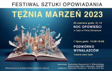 Grafika wektorowa. Plakat promujący Festiwal Sztuki Opowiadania Tężnia Marzeń.