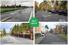 Grafika: cztery zdjęcia dróg na środku napis: 104,1 mln zł.