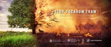 Grafika wektorowa. Plakat promujący kampanię społeczną „Stop pożarom traw”. 